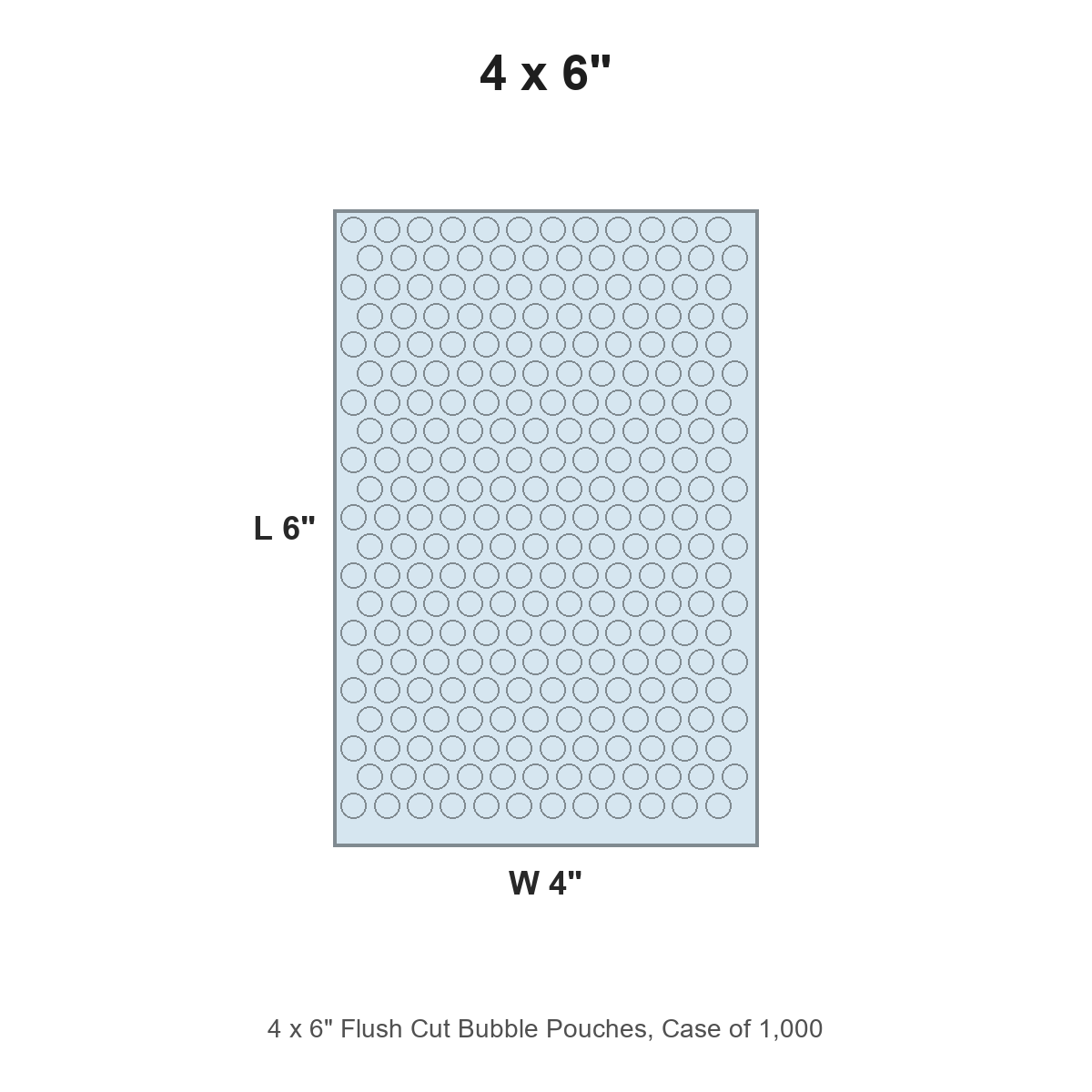 4 x 6" Flush Cut Bubble Pouches, Case of 1,000