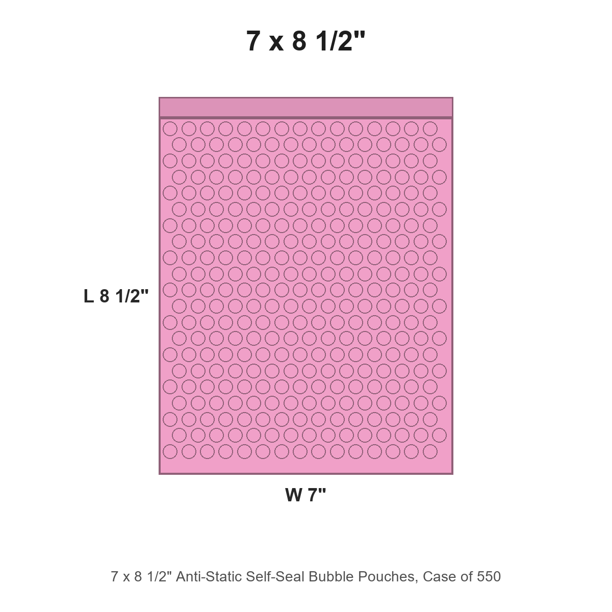 7 x 8 1/2" Anti-Static Self-Seal Bubble Pouches, Case of 550