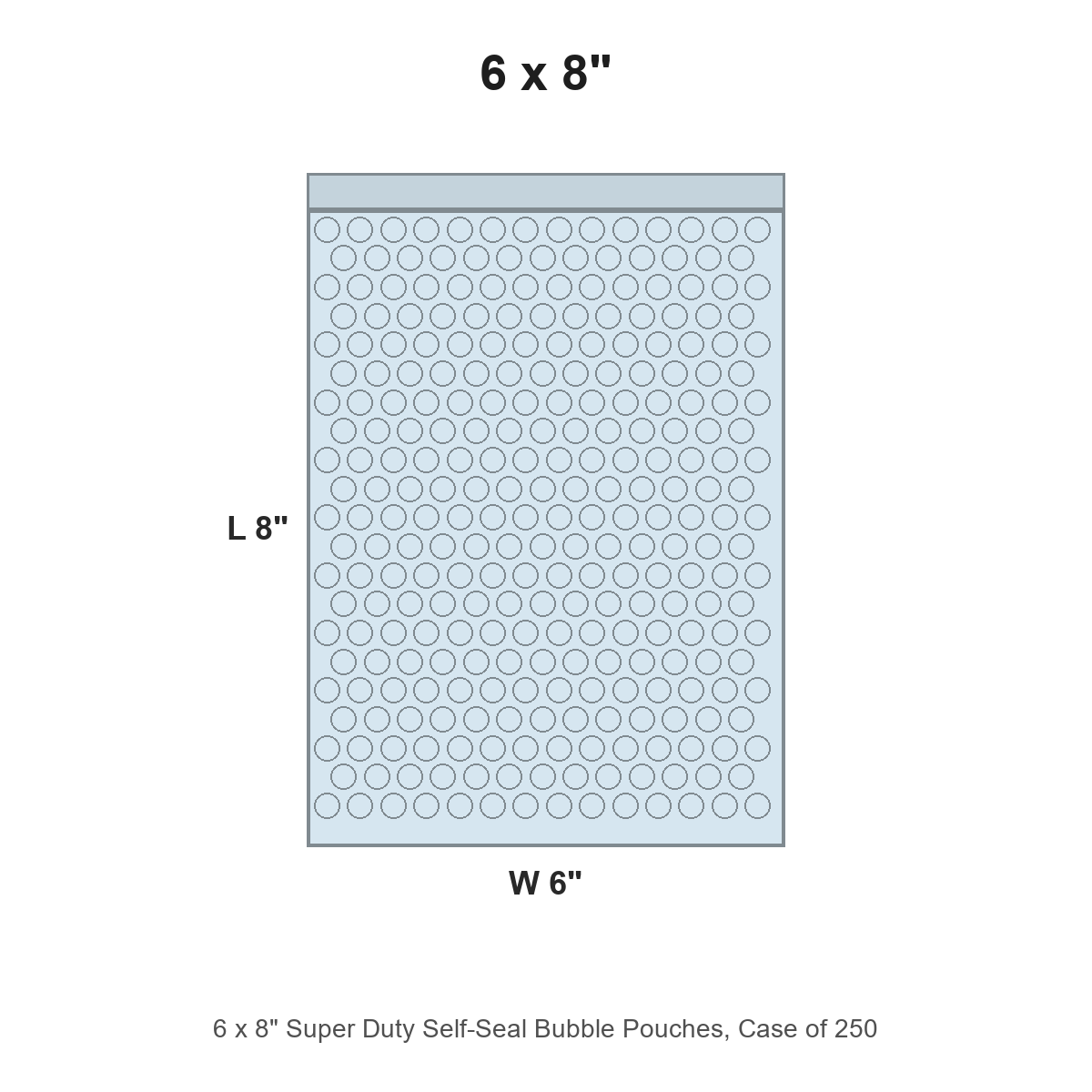 6 x 8" Super Duty Self-Seal Bubble Pouches, Case of 250