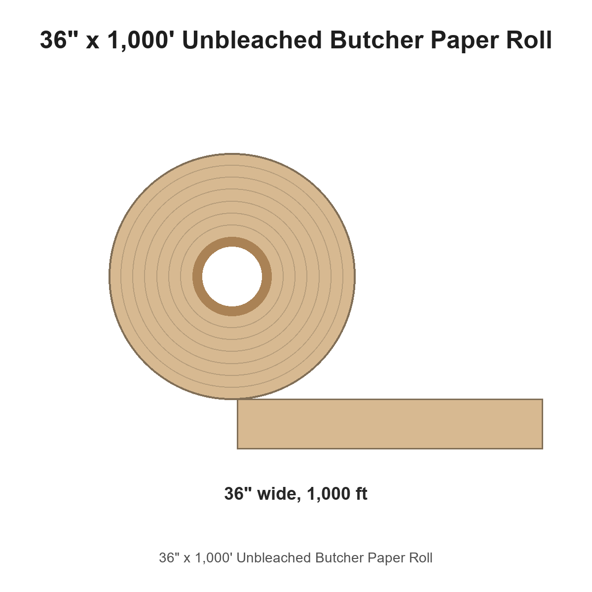 36" x 1,000' Unbleached Butcher Paper Roll
