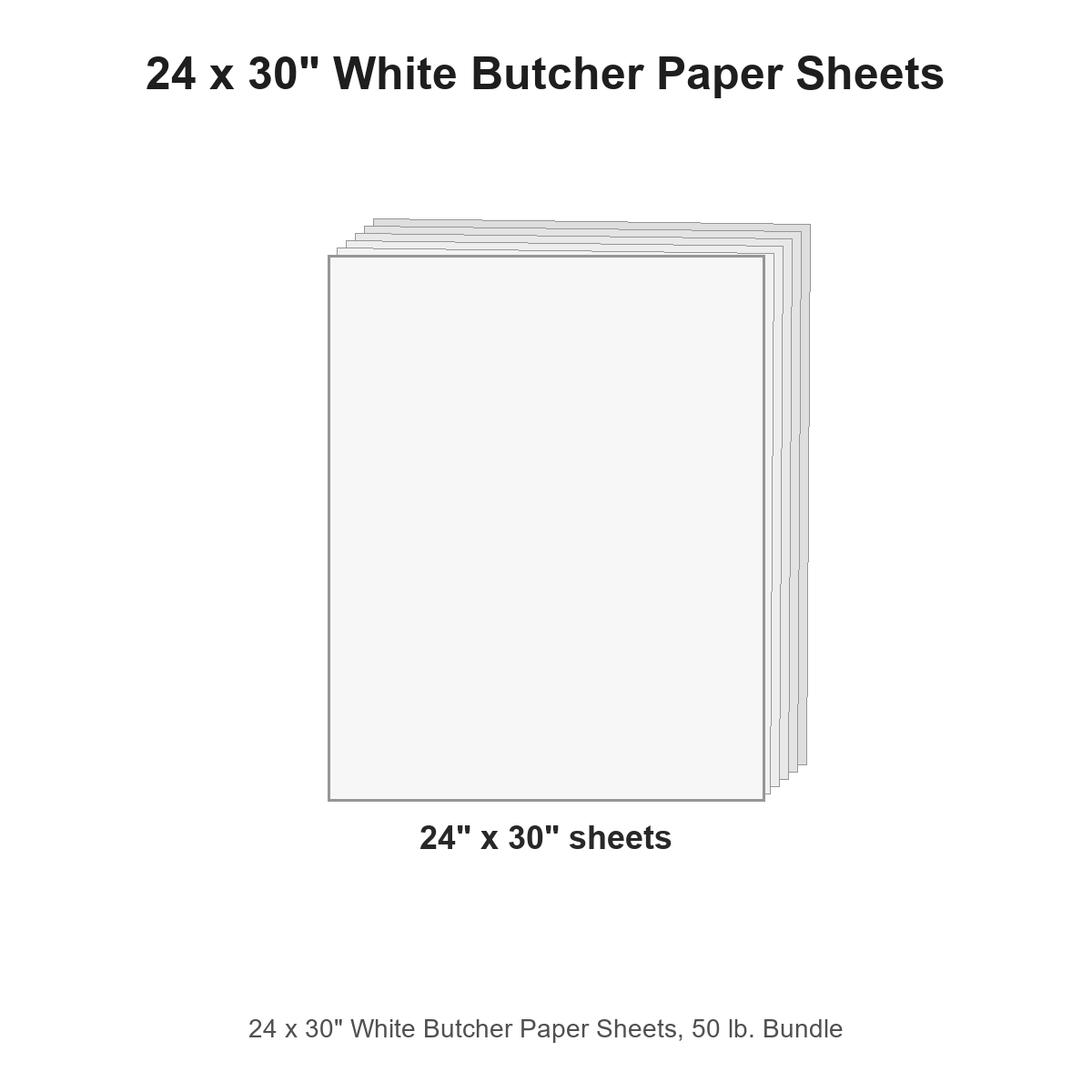 24 x 30" White Butcher Paper Sheets, 50 lb. Bundle