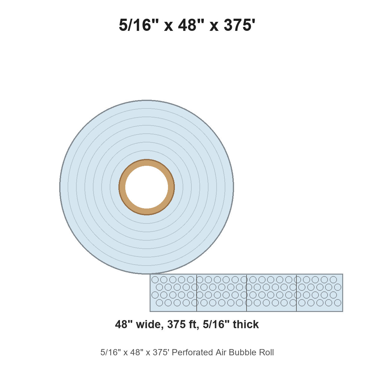 5/16" x 48" x 375' Perforated Air Bubble Roll