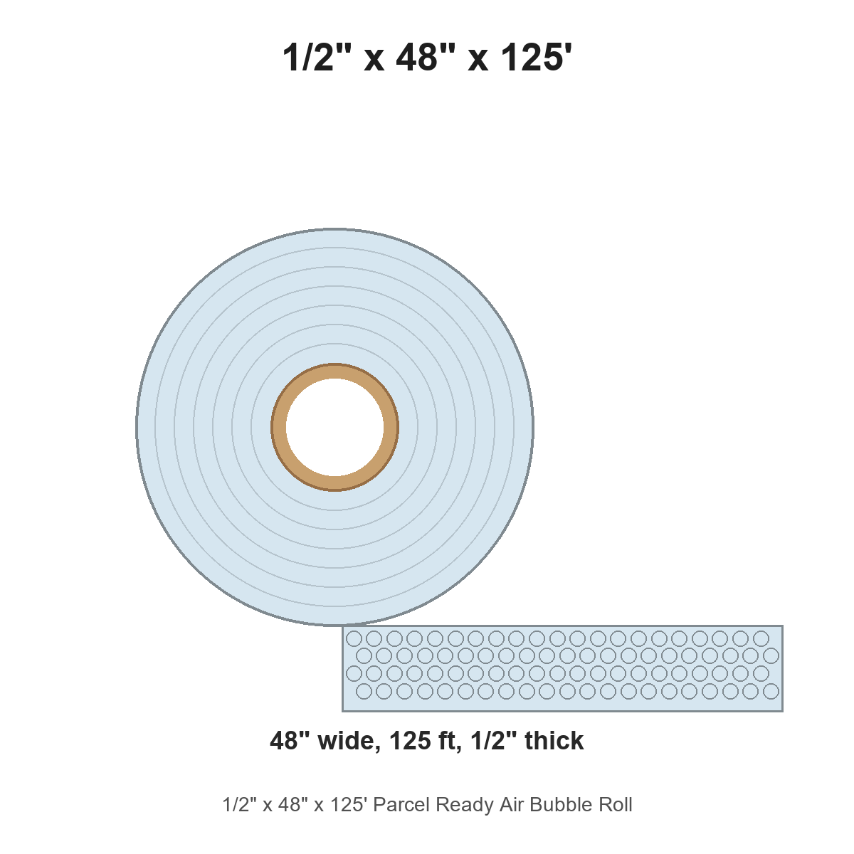1/2" x 48" x 125' Parcel Ready Air Bubble Roll