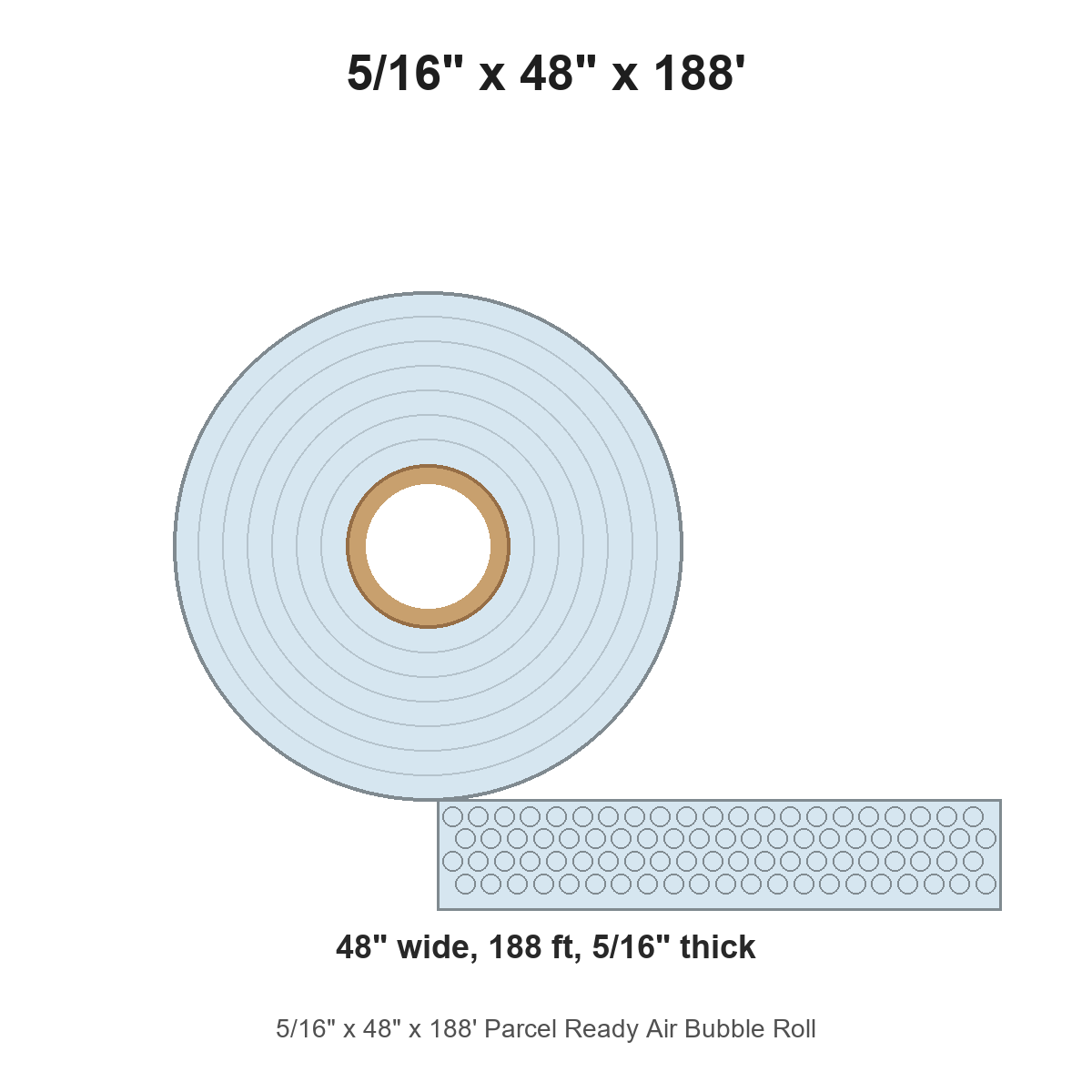 5/16" x 48" x 188' Parcel Ready Air Bubble Roll