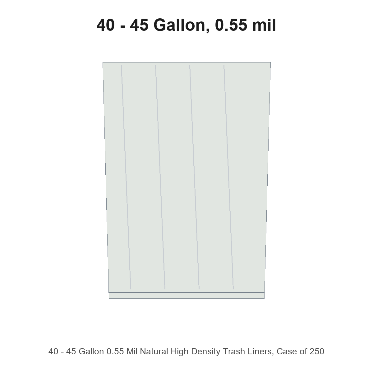 40 - 45 Gallon 0.55 Mil Natural High Density Trash Liners, Case of 250