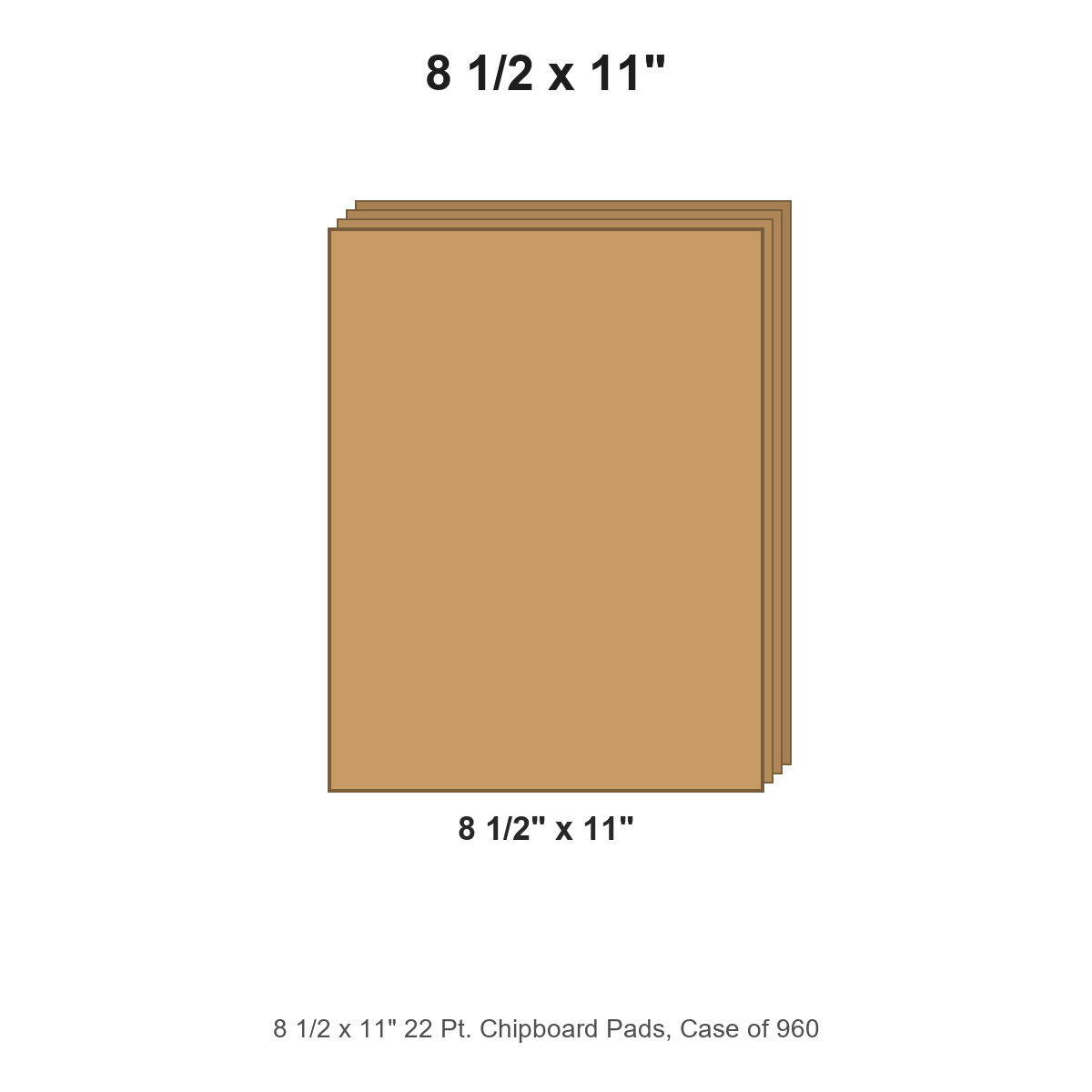 8 1/2 x 11" 22 Pt. Chipboard Pads, Case of 960
