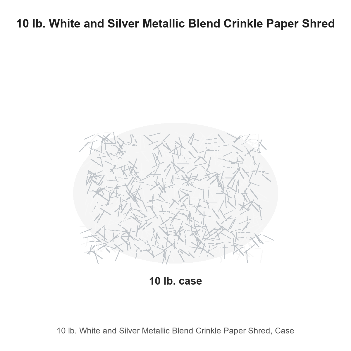 10 lb. White and Silver Metallic Blend Crinkle Paper Shred, Case