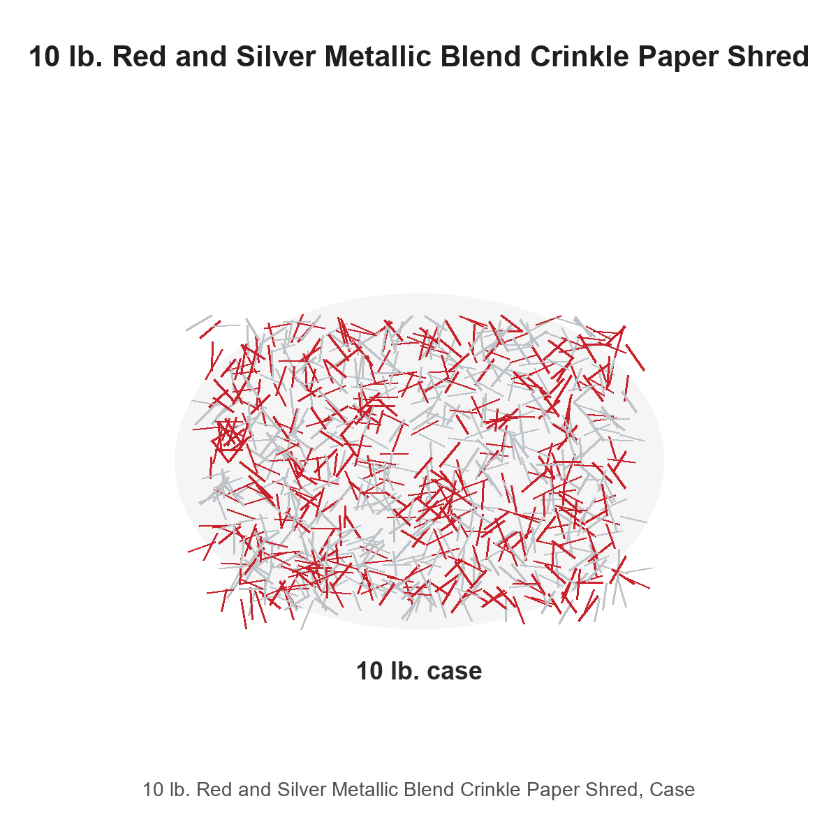 10 lb. Red and Silver Metallic Blend Crinkle Paper Shred, Case
