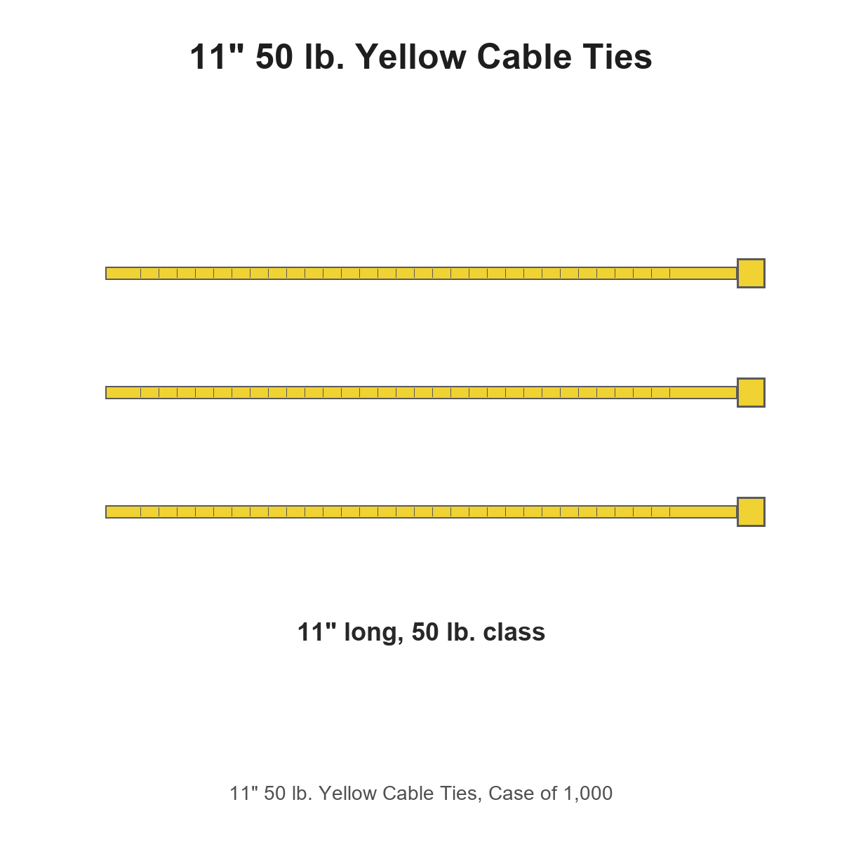 11" 50 lb. Yellow Cable Ties, Case of 1,000