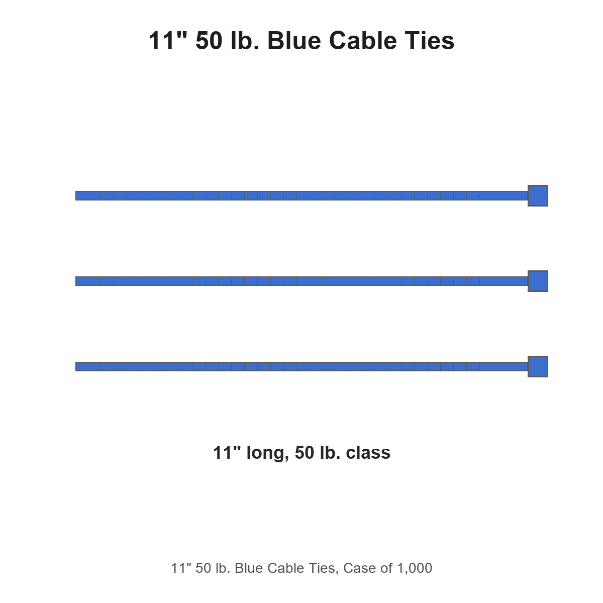11" 50 lb. Blue Cable Ties, Case of 1,000