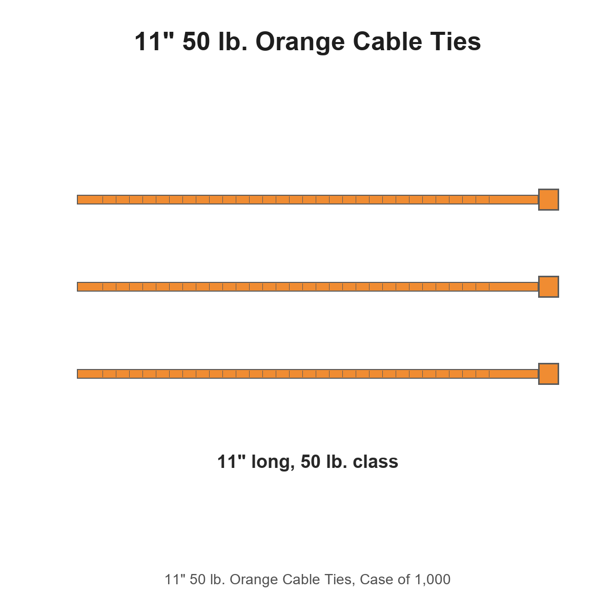 11" 50 lb. Orange Cable Ties, Case of 1,000
