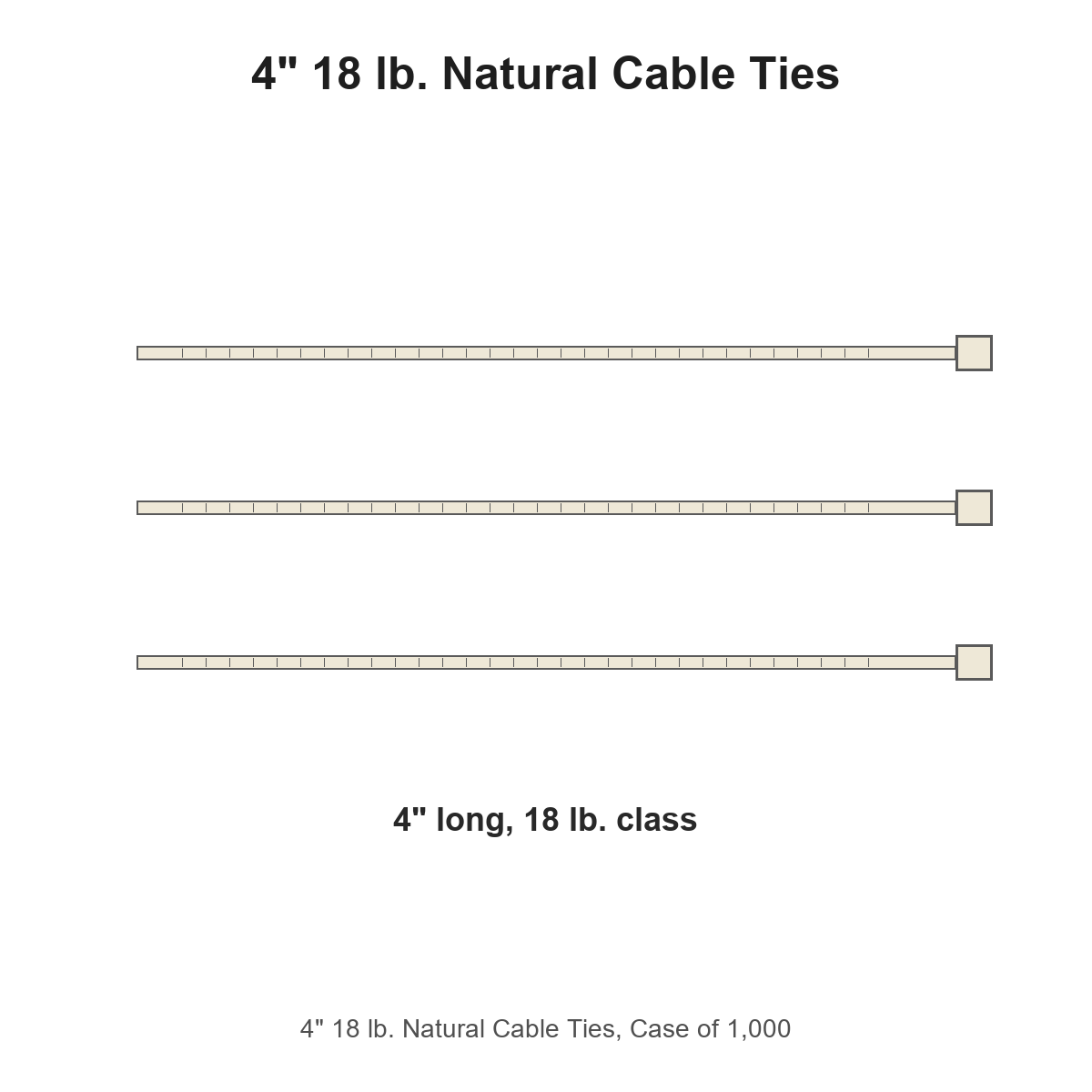 4" 18 lb. Natural Cable Ties, Case of 1,000