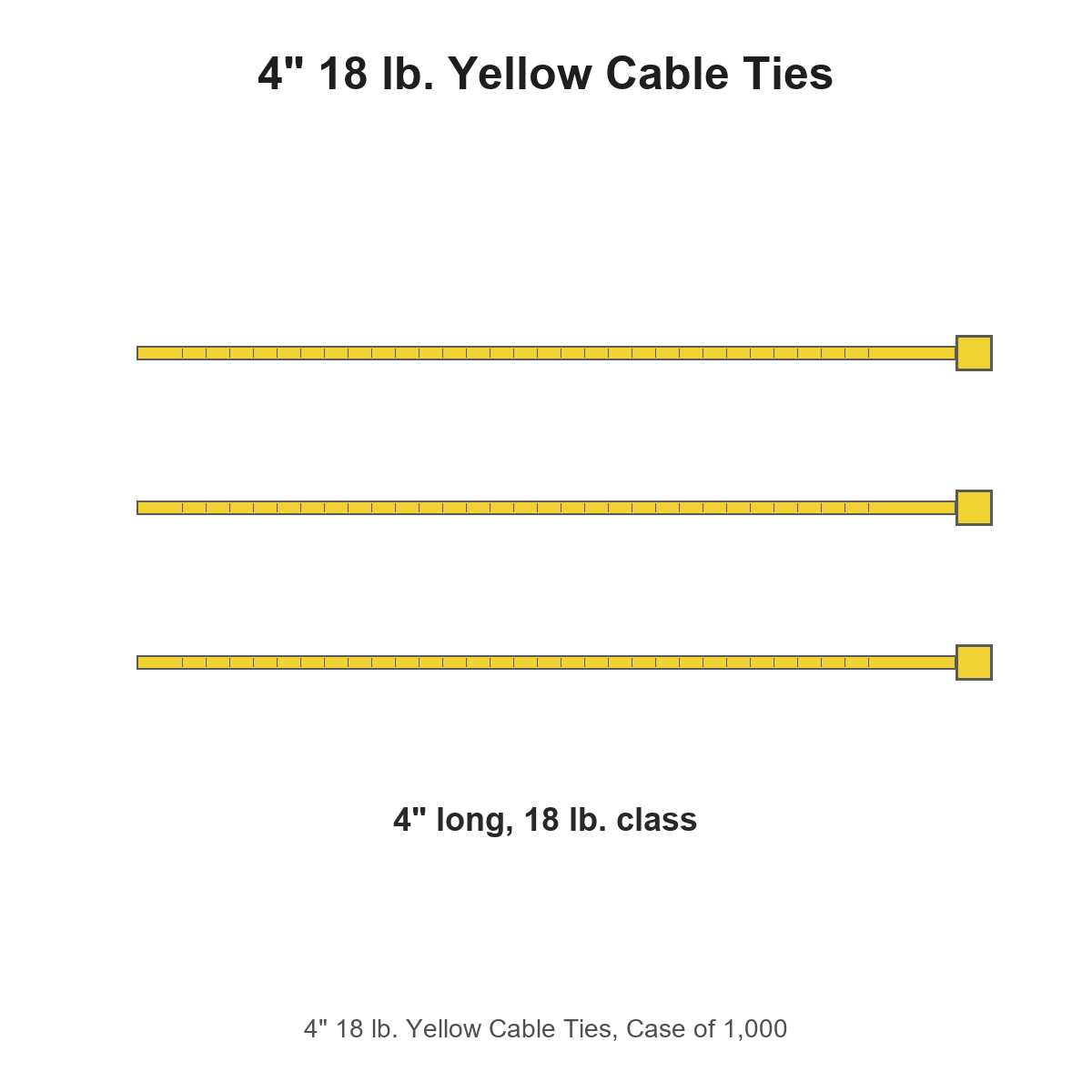 4" 18 lb. Yellow Cable Ties, Case of 1,000