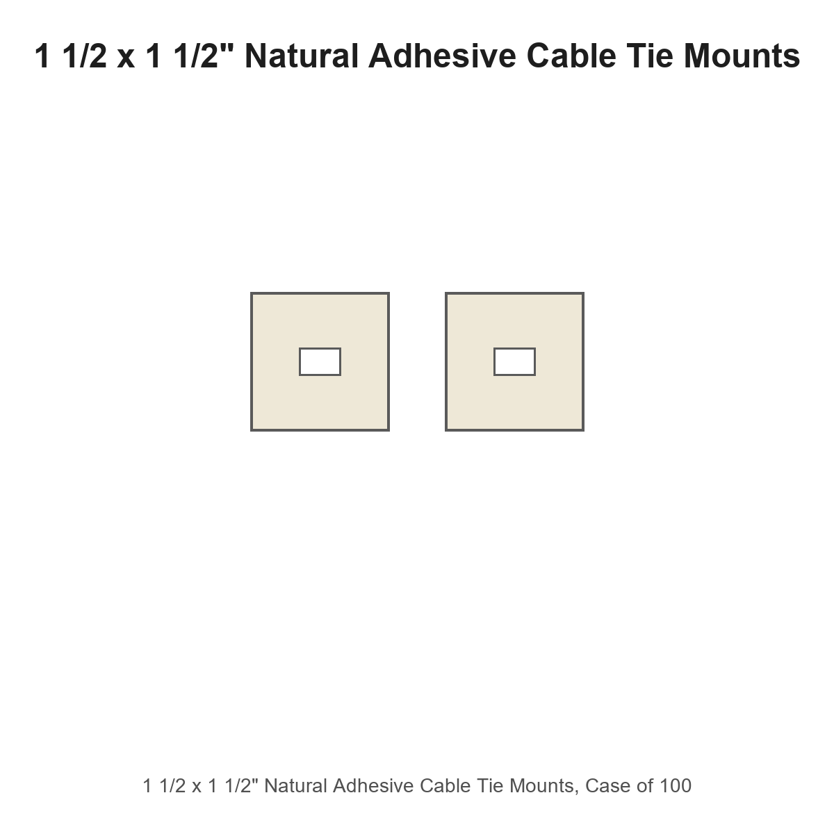 1 1/2 x 1 1/2" Natural Adhesive Cable Tie Mounts, Case of 100