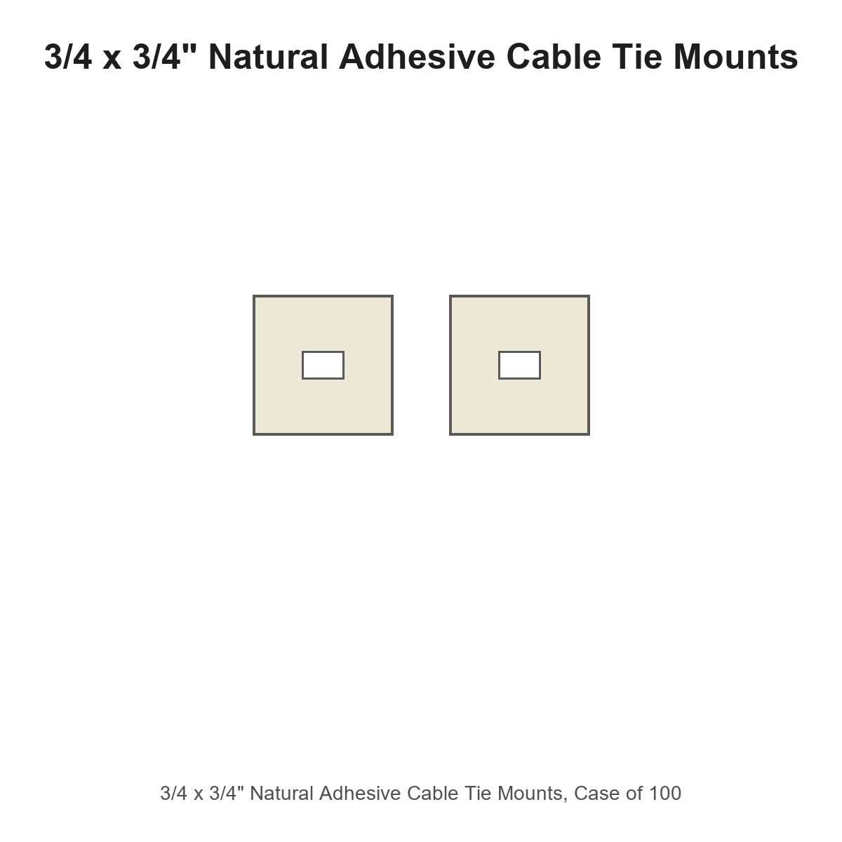 3/4 x 3/4" Natural Adhesive Cable Tie Mounts, Case of 100