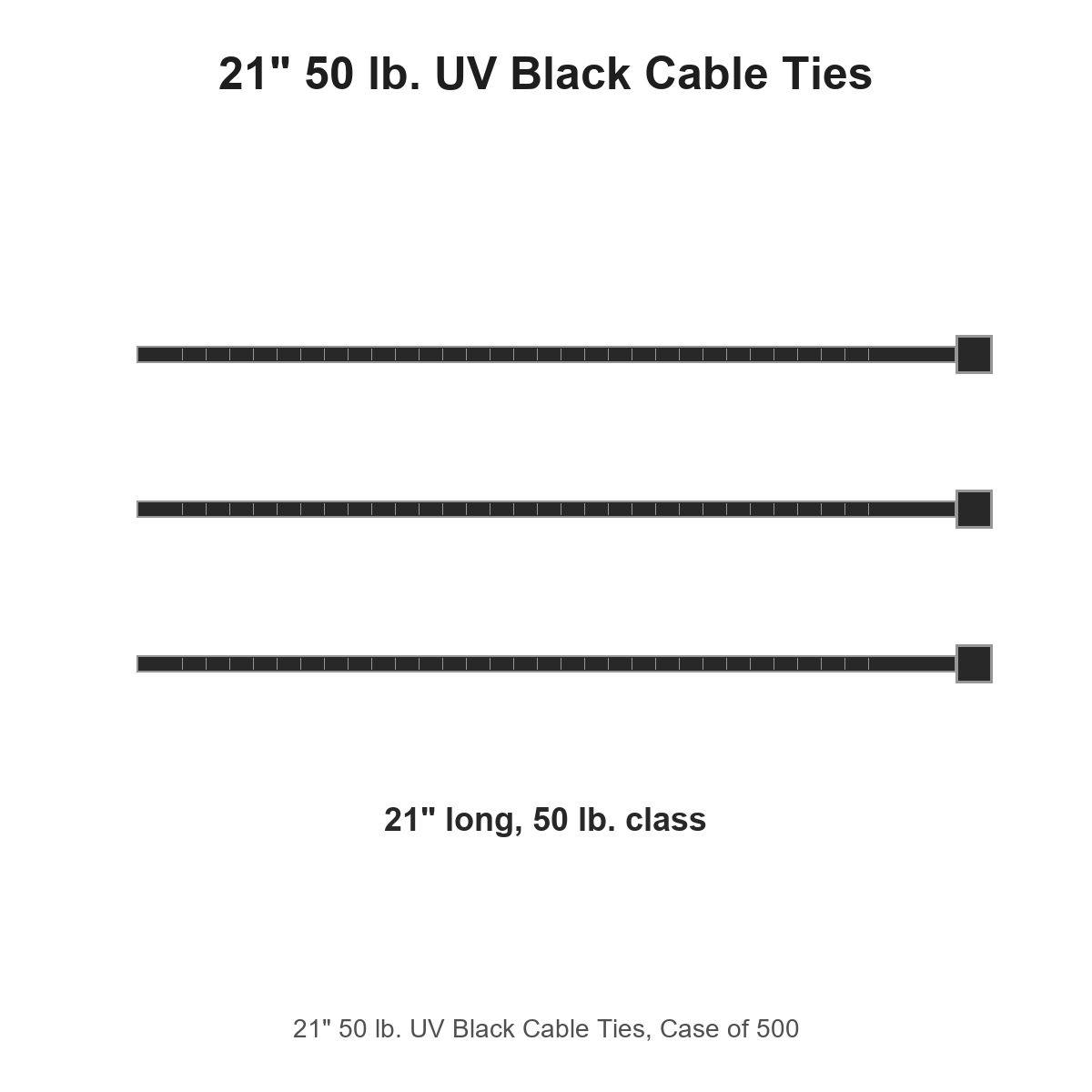 21" 50 lb. UV Black Cable Ties, Case of 500