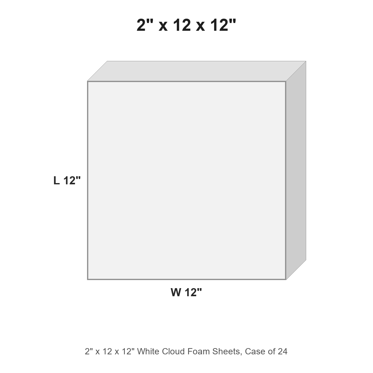 2" x 12 x 12" White Cloud Foam Sheets, Case of 24