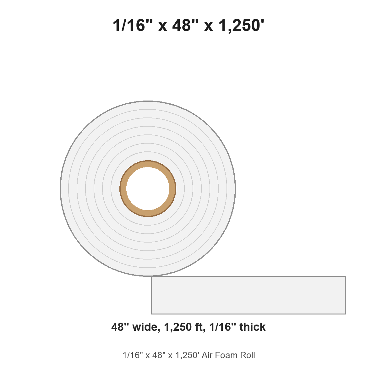1/16" x 48" x 1,250' Air Foam Roll