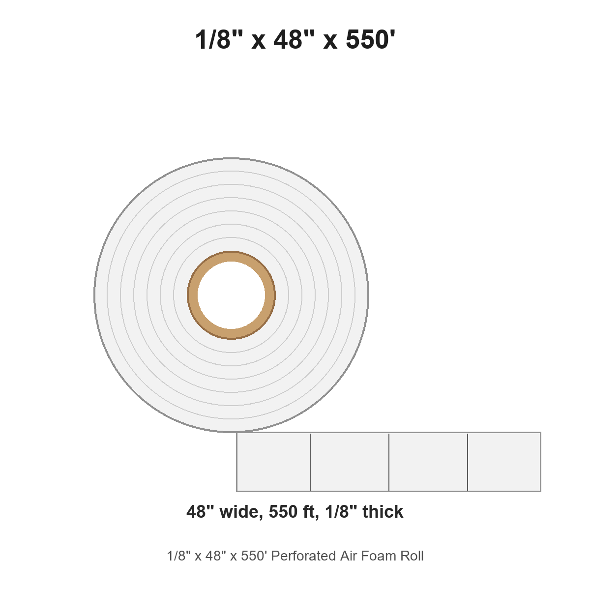 1/8" x 48" x 550' Perforated Air Foam Roll