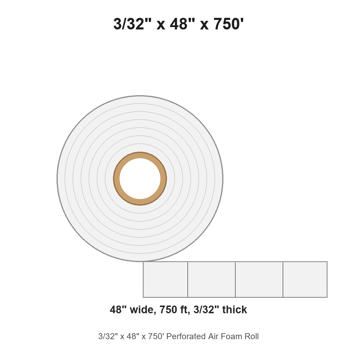 3/32" x 48" x 750' Perforated Air Foam Roll