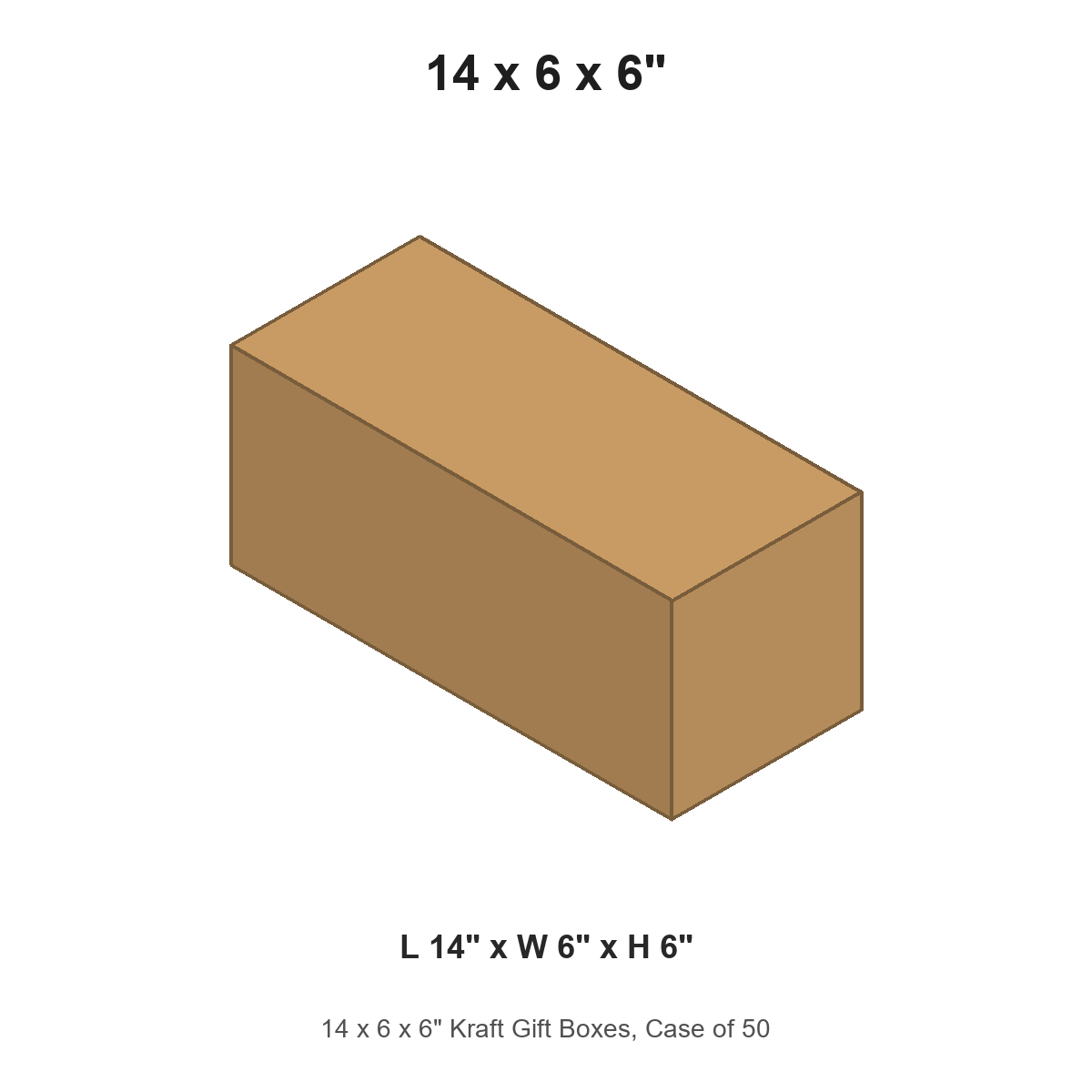 14 x 6 x 6" Kraft Gift Boxes, Case of 50
