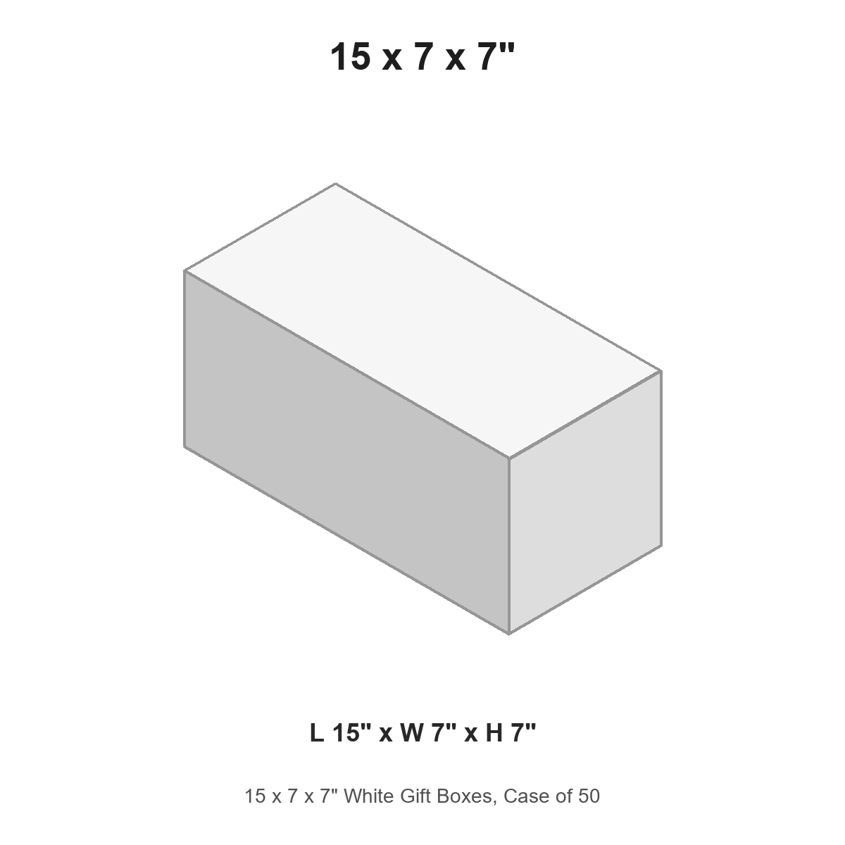 15 x 7 x 7" White Gift Boxes, Case of 50