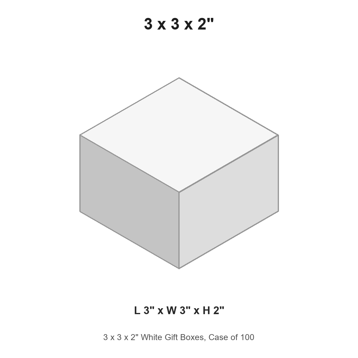 3 x 3 x 2" White Gift Boxes, Case of 100