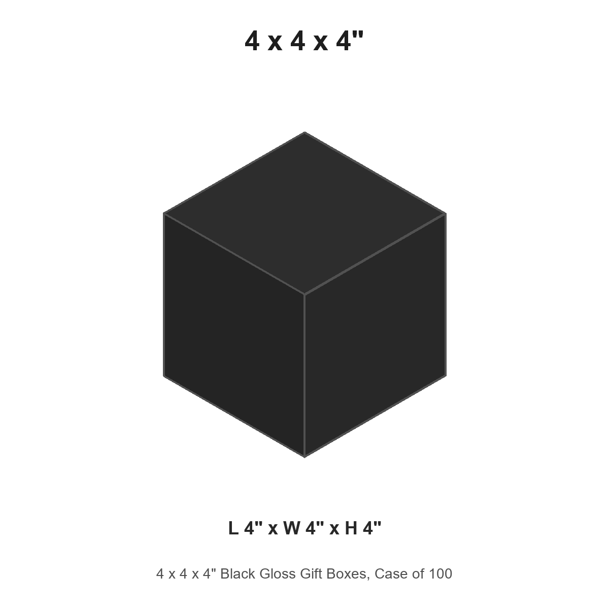 4 x 4 x 4" Black Gloss Gift Boxes, Case of 100