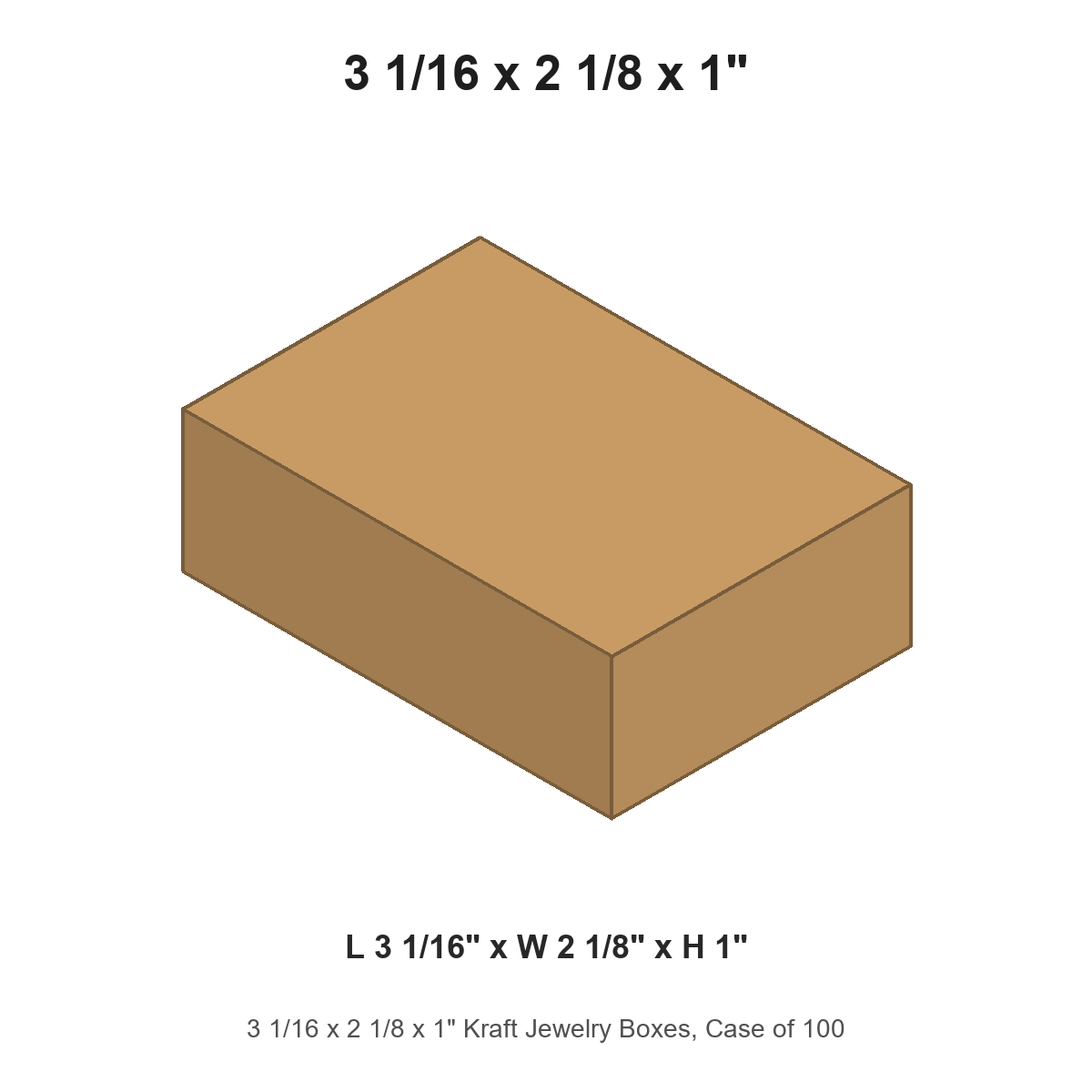 3 1/16 x 2 1/8 x 1" Kraft Jewelry Boxes, Case of 100