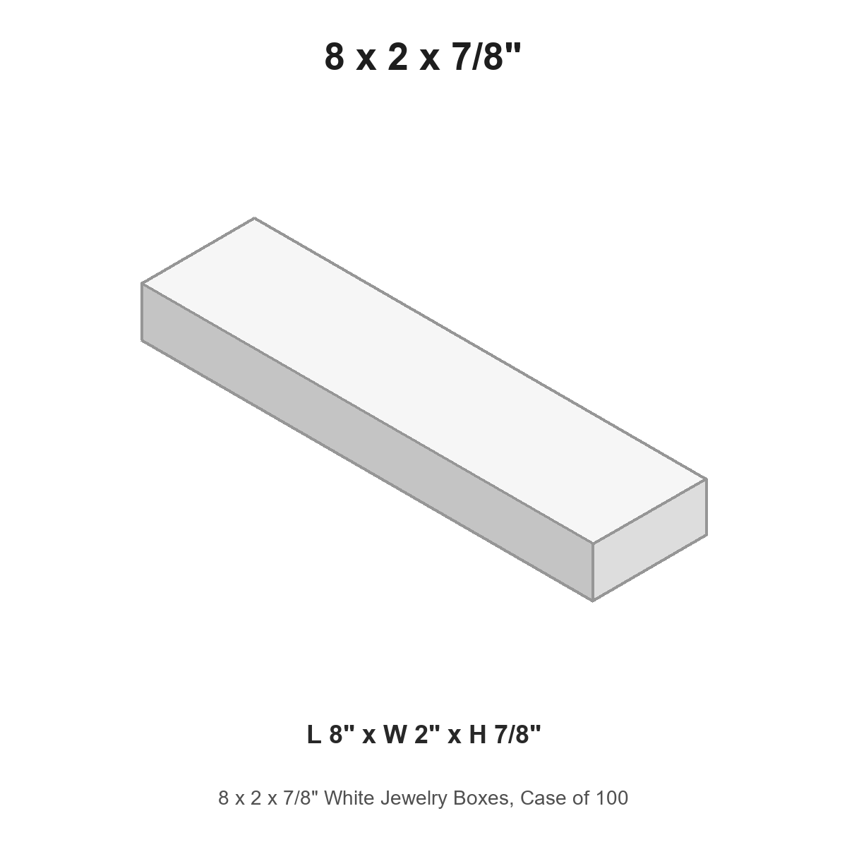 8 x 2 x 7/8" White Jewelry Boxes, Case of 100