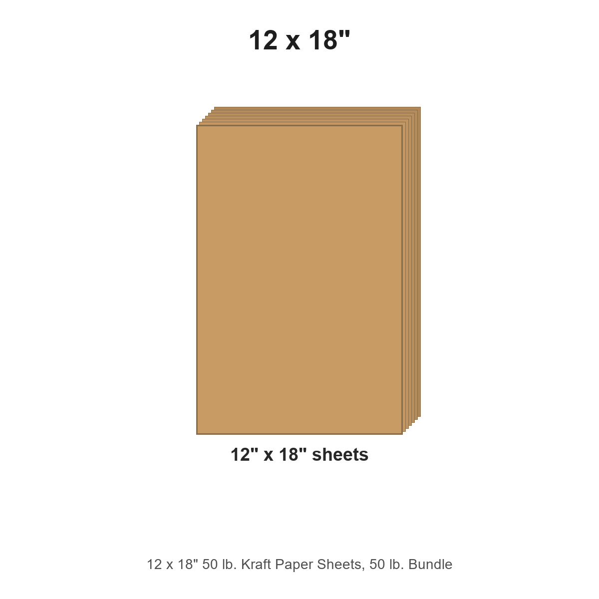 12 x 18" 50 lb. Kraft Paper Sheets, 50 lb. Bundle