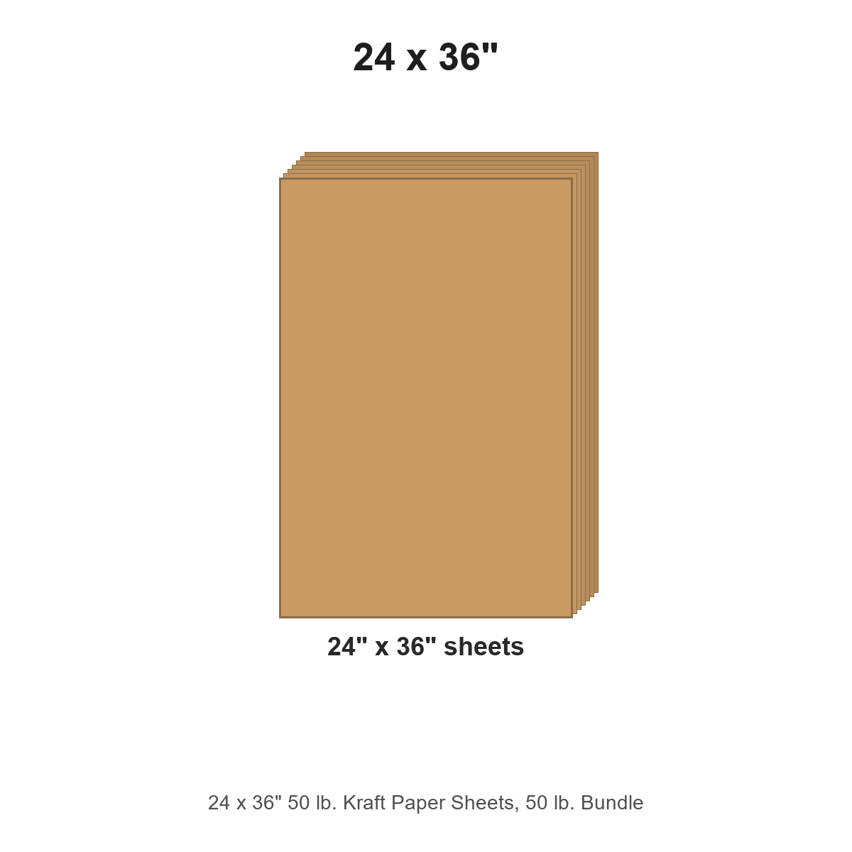24 x 36" 50 lb. Kraft Paper Sheets, 50 lb. Bundle