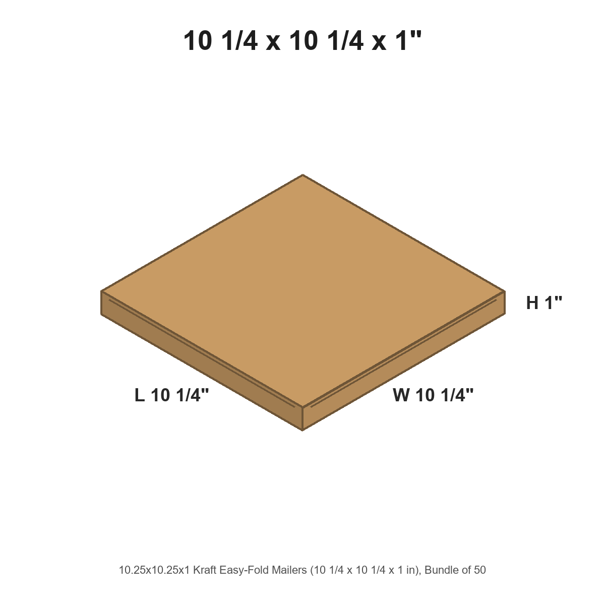 10.25x10.25x1 Kraft Easy-Fold Mailers