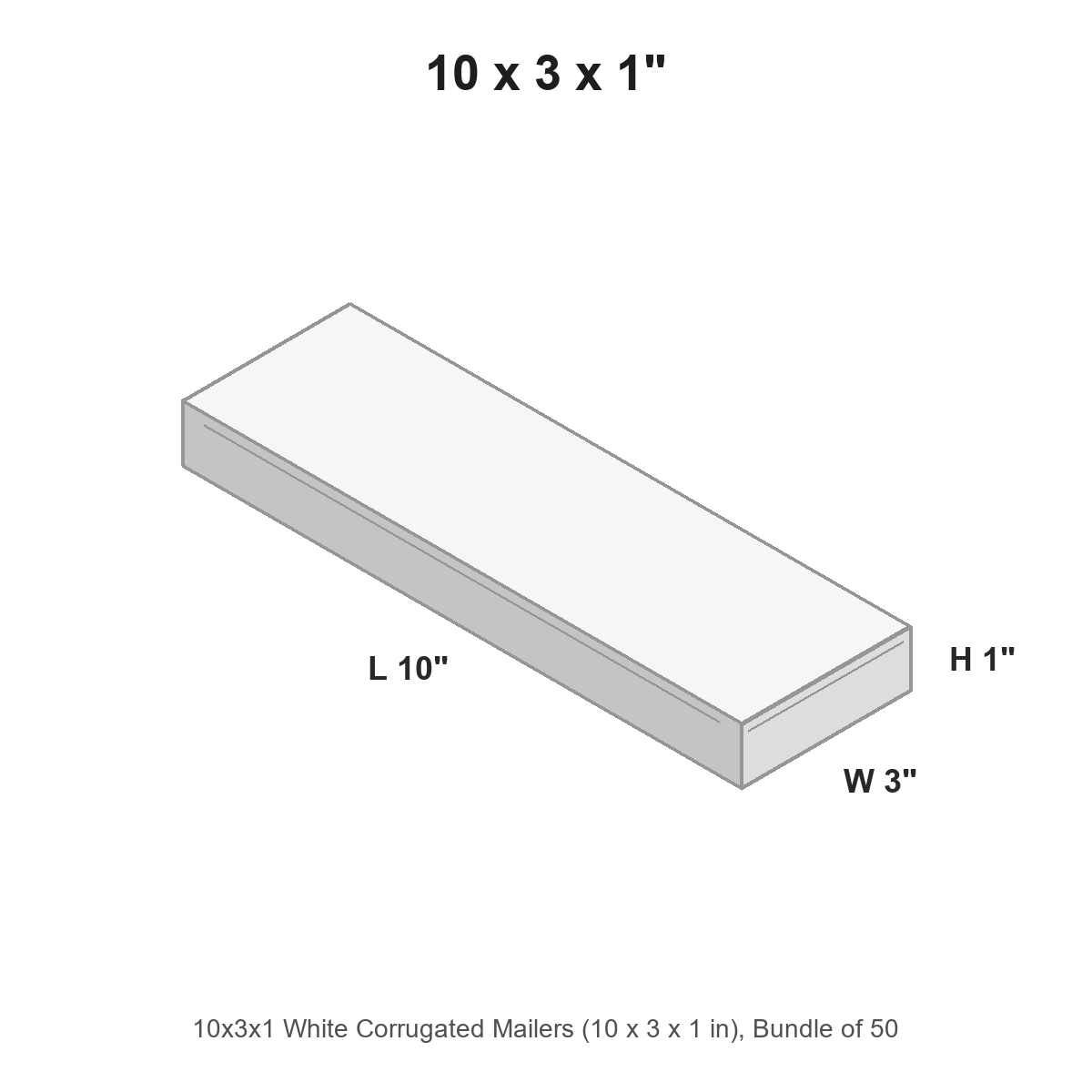 10x3x1 White Corrugated Mailers