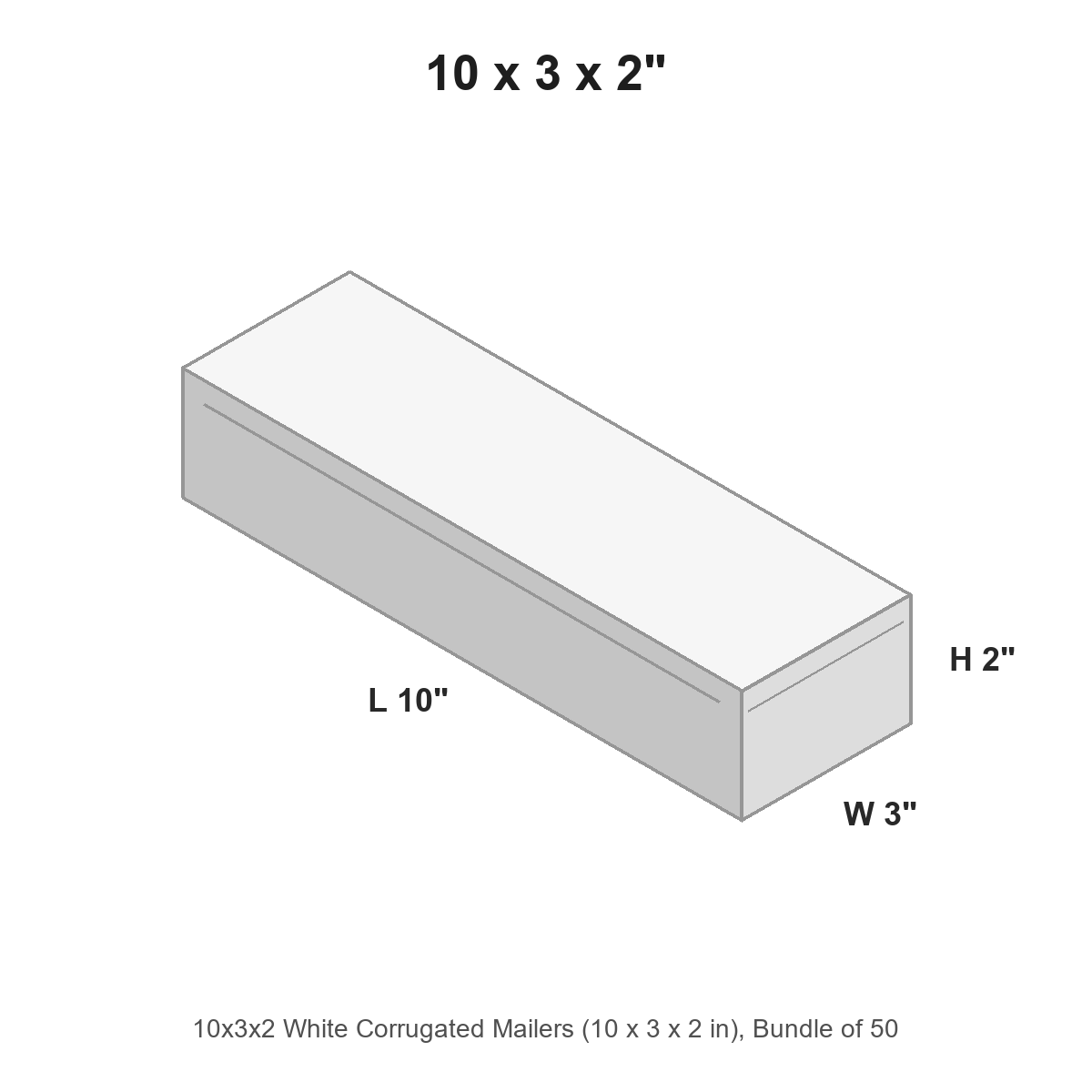 10x3x2 White Corrugated Mailers