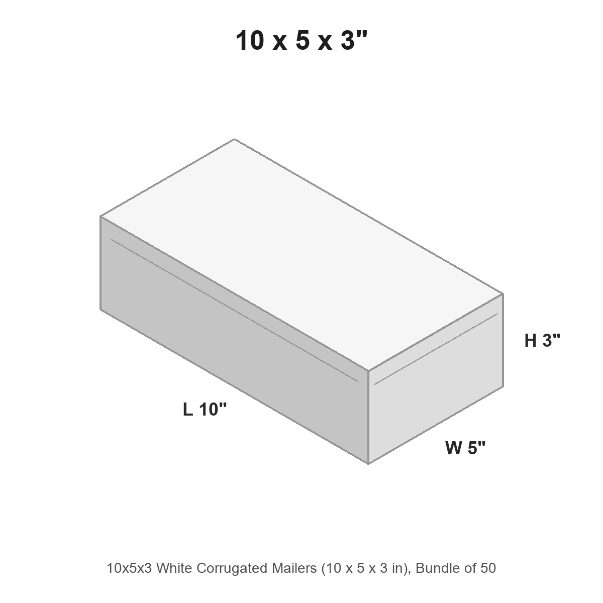 10x5x3 White Corrugated Mailers