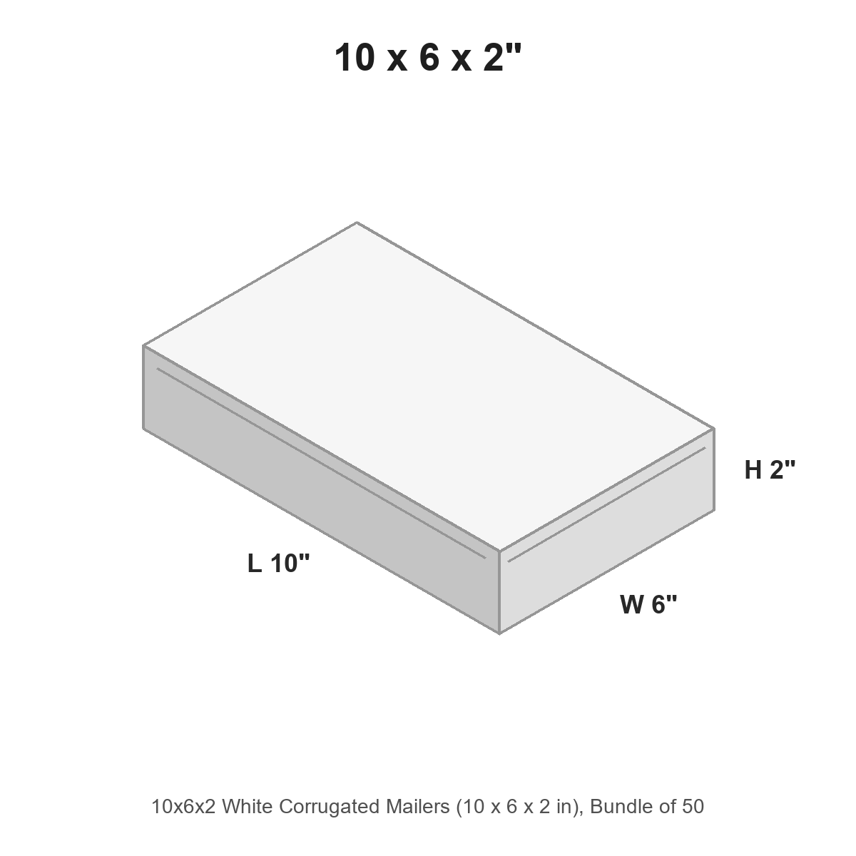 10x6x2 White Corrugated Mailers