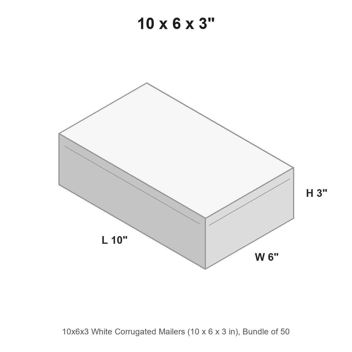10x6x3 White Corrugated Mailers