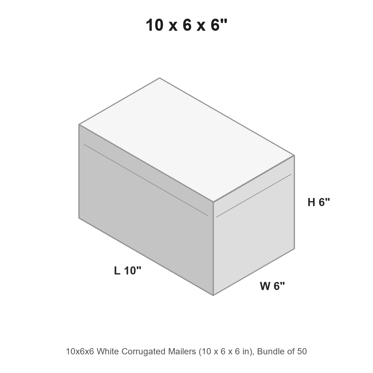 10x6x6 White Corrugated Mailers