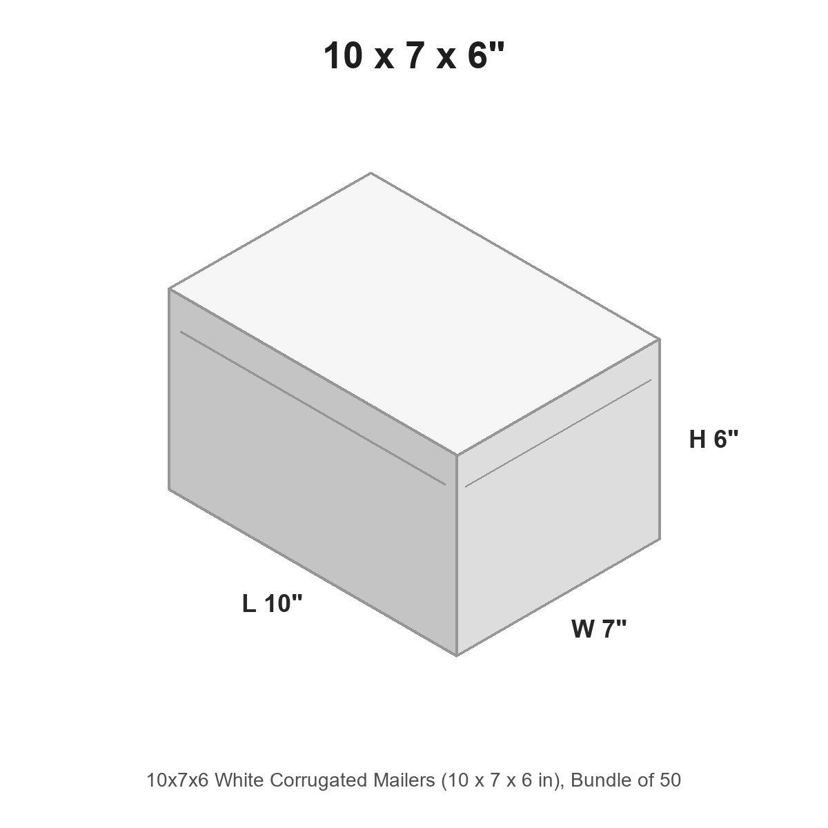 10x7x6 White Corrugated Mailers