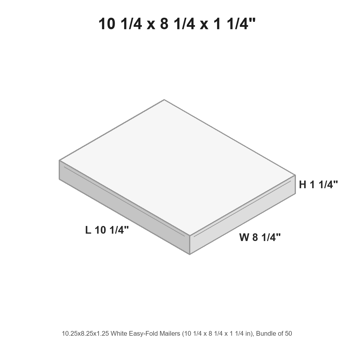 10.25x8.25x1.25 White Easy-Fold Mailers
