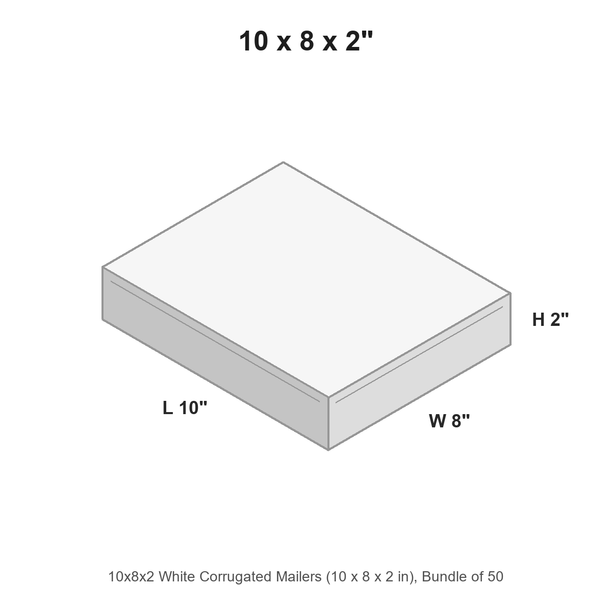 10x8x2 White Corrugated Mailers