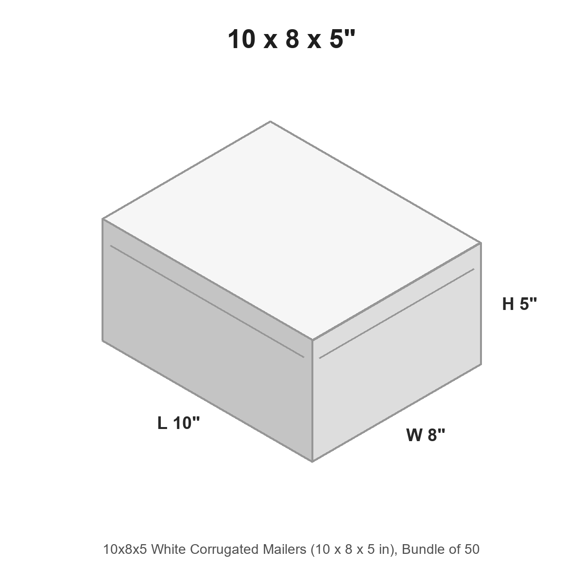 10x8x5 White Corrugated Mailers
