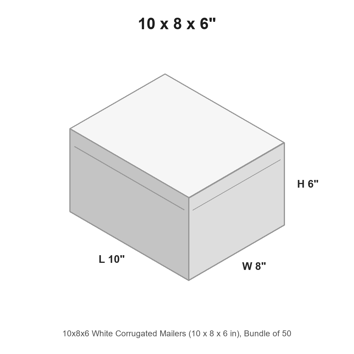 10x8x6 White Corrugated Mailers
