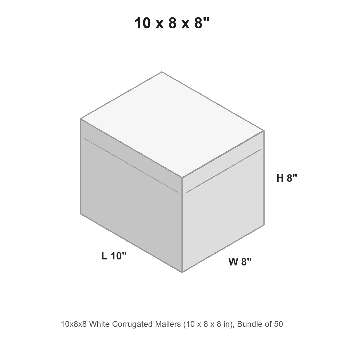 10x8x8 White Corrugated Mailers
