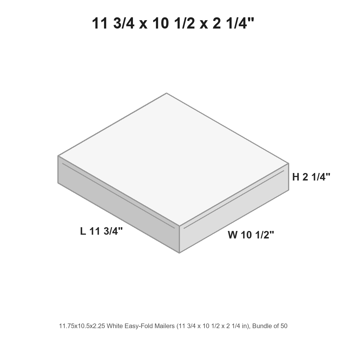11.75x10.5x2.25 White Easy-Fold Mailers