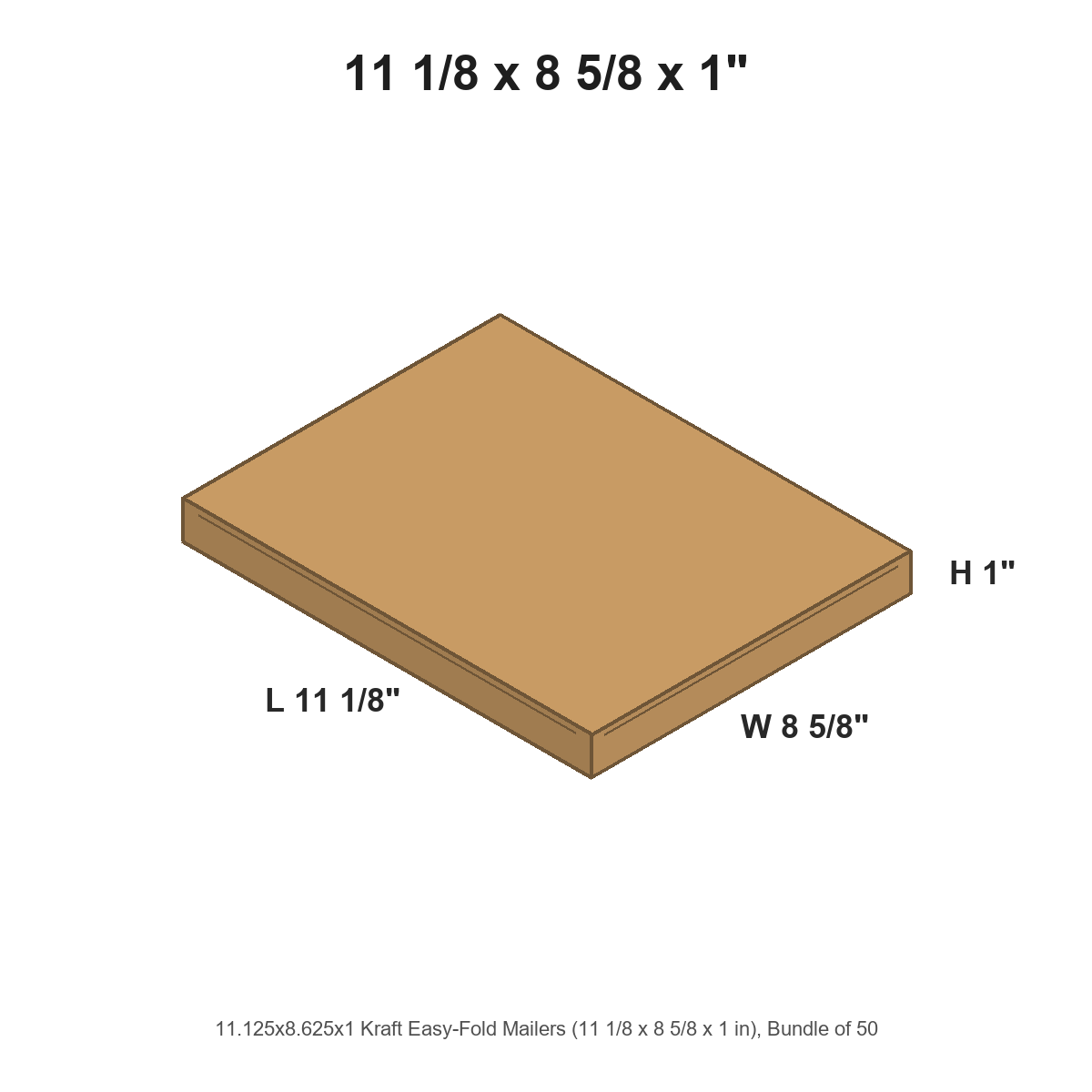 11.125x8.625x1 Kraft Easy-Fold Mailers