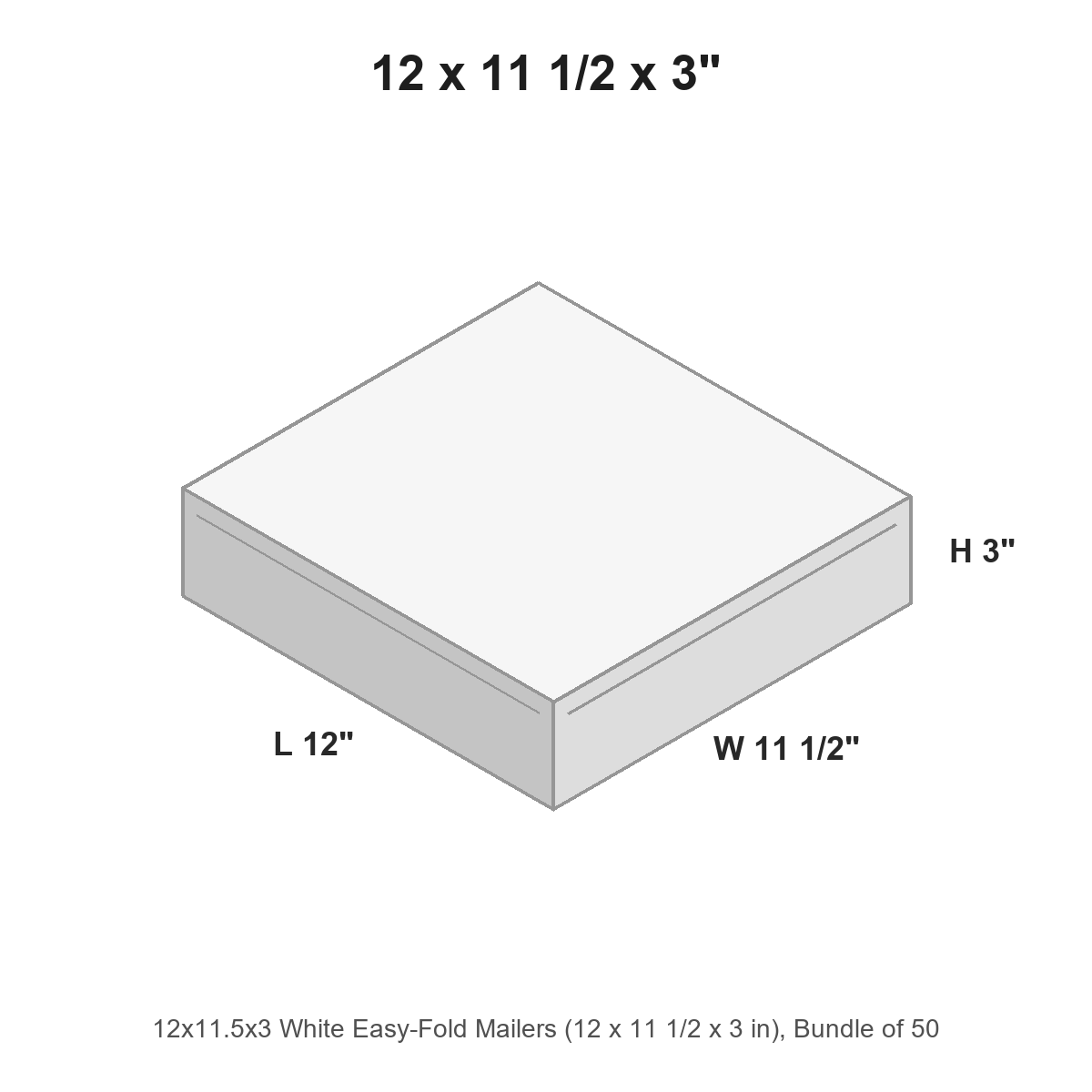 12x11.5x3 White Easy-Fold Mailers