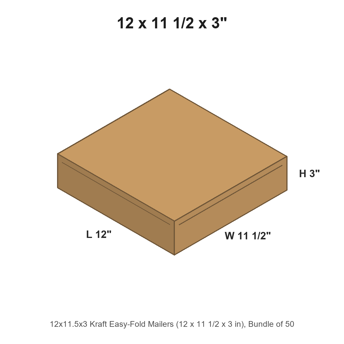 12x11.5x3 Kraft Easy-Fold Mailers