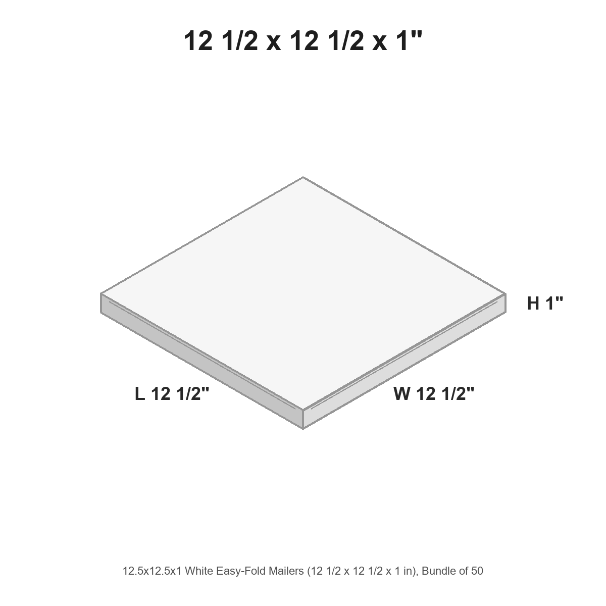 12.5x12.5x1 White Easy-Fold Mailers